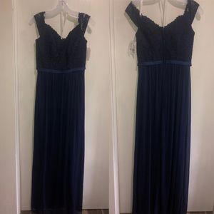 Off-the-Shoulder Lace & Mesh Bridesmaid Dress